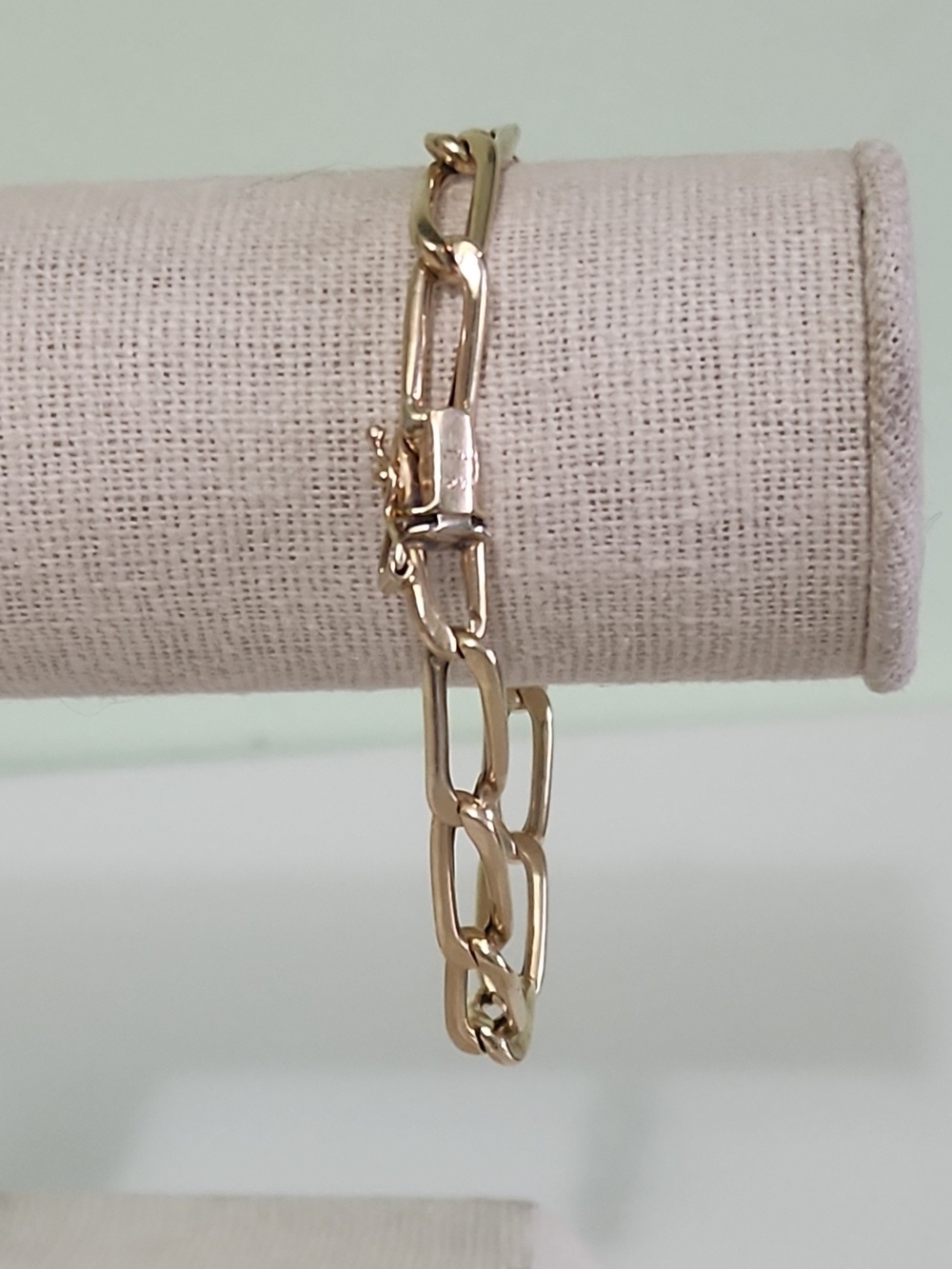 14K Yellow Gold Paperclip Link Bracelet 7" 7mm Semi-Solid 6.42g Elongated Oval
